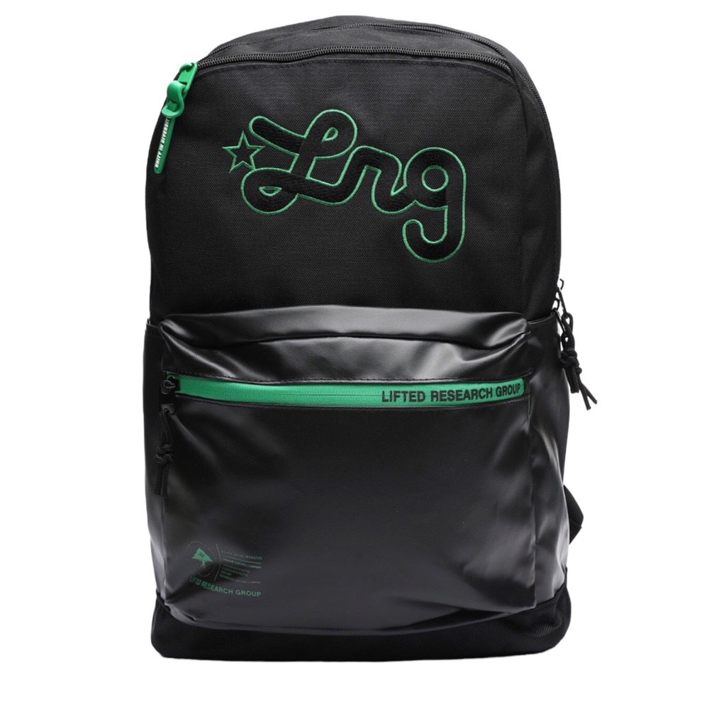 LRG Men's Framework Black/Green Backpack Bag Clothing Apparel Skateboarding